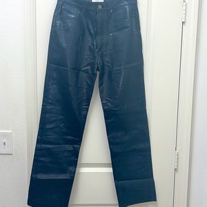 Dark Grey Agolde pants. recycled leather. Woman’s pants